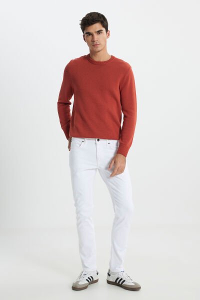 Lee L719e6361312 Beyaz Erkek Luke Slim Fit Dar Kesim Normal Bel Dar Paça Kot Pantolon