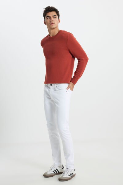 Lee L719e6361312 Beyaz Erkek Luke Slim Fit Dar Kesim Normal Bel Dar Paça Kot Pantolon
