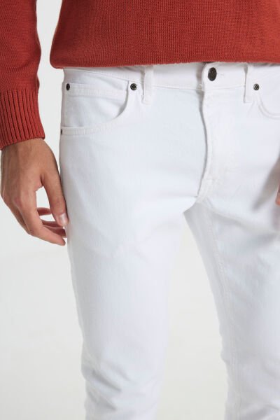 Lee L719e6361312 Beyaz Erkek Luke Slim Fit Dar Kesim Normal Bel Dar Paça Kot Pantolon