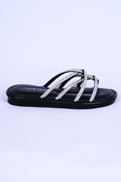 Pierre Cardin 5104 Taş İpli Rahat Taban Siyah Günlük Kadın Terlik