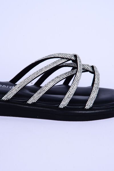 Pierre Cardin 5104 Taş İpli Rahat Taban Siyah Günlük Kadın Terlik