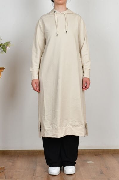 Allday B50083A0 Taş Kadın Kapüşonlu Rahat Tunik