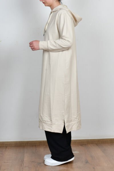 Allday B50083A0 Taş Kadın Kapüşonlu Rahat Tunik