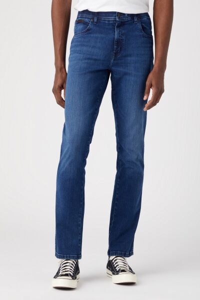 Wrangler W12SMN396 Orta Mavi Erkek Texas Slim Kot Pantolon