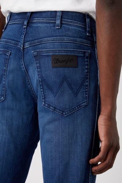 Wrangler W12SMN396 Orta Mavi Erkek Texas Slim Kot Pantolon