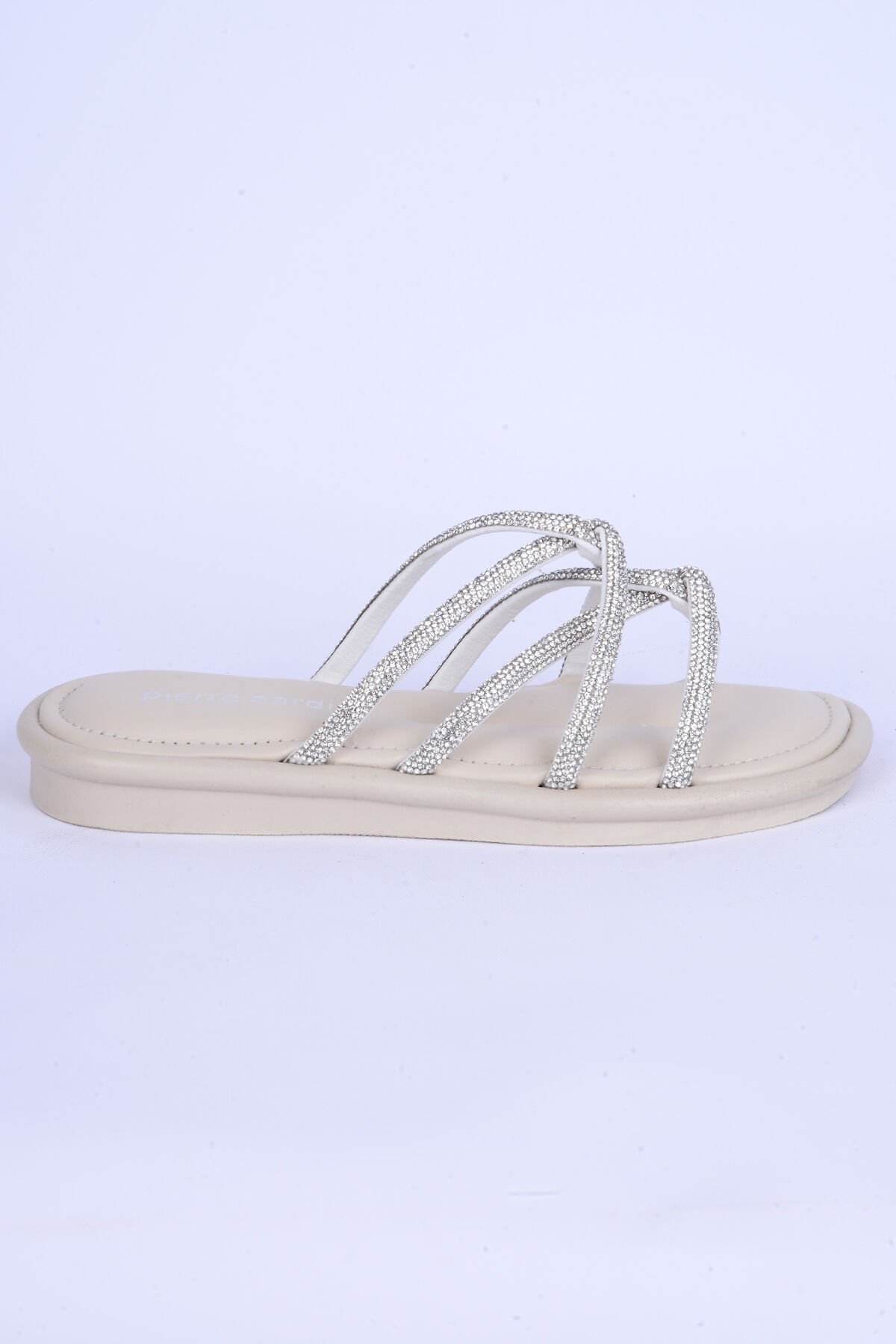 Pierre Cardin 5104 Taş İpli Rahat Taban Krem Günlük Kadın Terlik