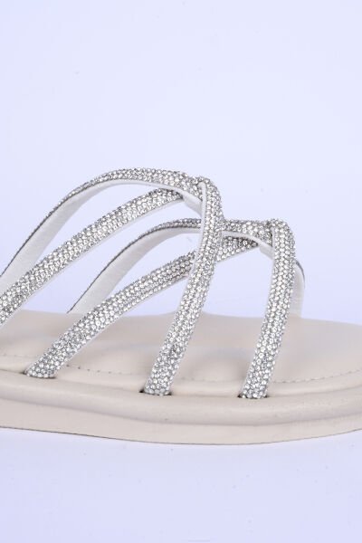 Pierre Cardin 5104 Taş İpli Rahat Taban Krem Günlük Kadın Terlik