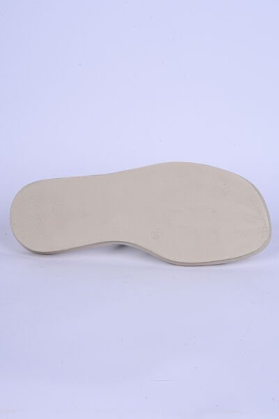 Pierre Cardin 5104 Taş İpli Rahat Taban Krem Günlük Kadın Terlik