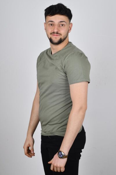 Cazador 22YCEEO04623 Erkek Haki Biskilet Yaka T-shirt