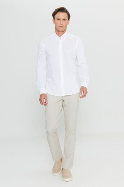 Altınyıldız ACE020252157 Beyaz Erkek Slim Fit Klasik Gömlek