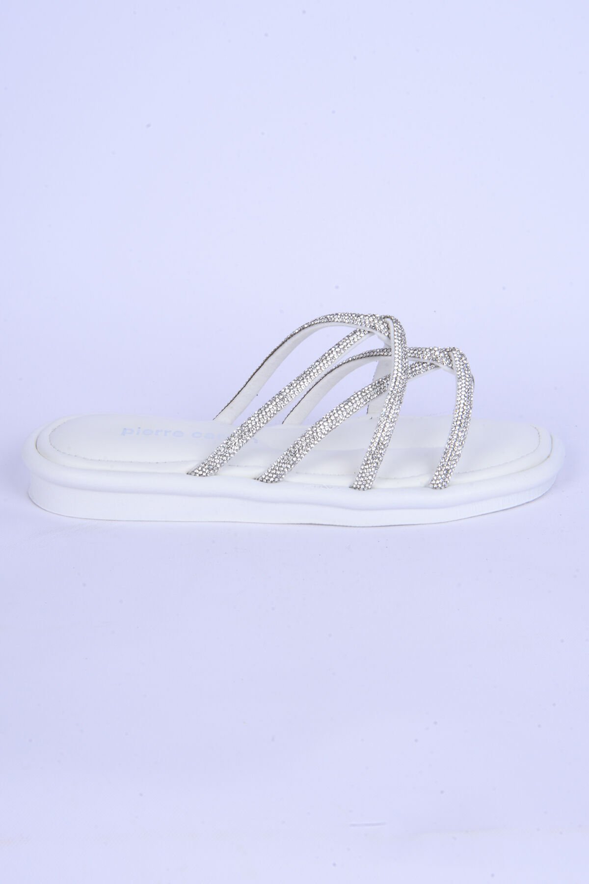Pierre Cardin 5104 Taş İpli Rahat Taban Beyaz Günlük Kadın Terlik