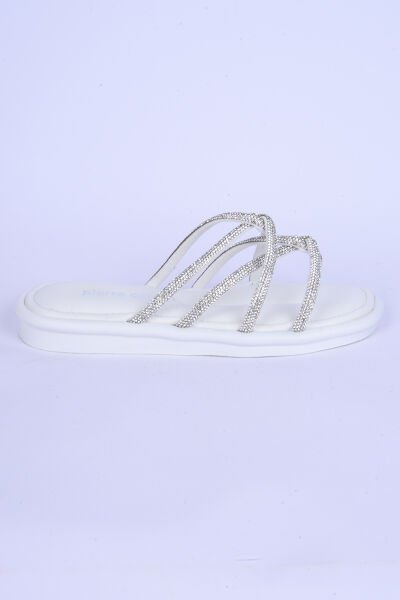 Pierre Cardin 5104 Taş İpli Rahat Taban Beyaz Günlük Kadın Terlik