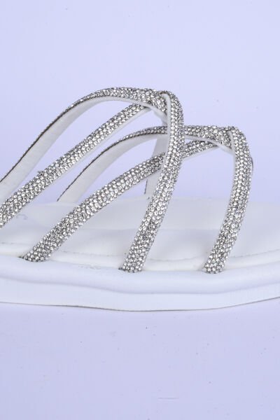 Pierre Cardin 5104 Taş İpli Rahat Taban Beyaz Günlük Kadın Terlik