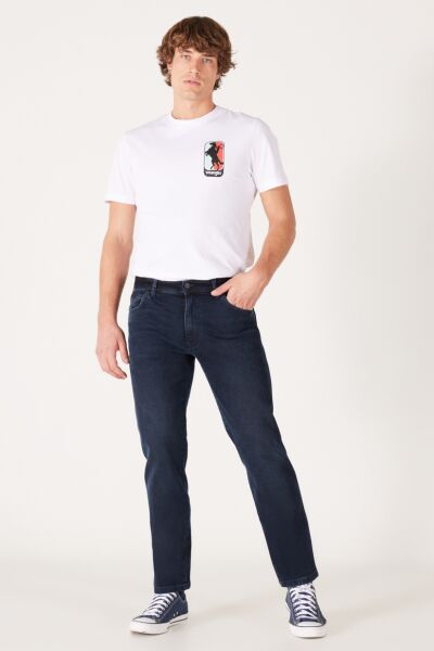 Wrangler W121LR278 Texas Slim Mavi Erkek Silim Geniş Paça Normal Bel Kot Pantalon