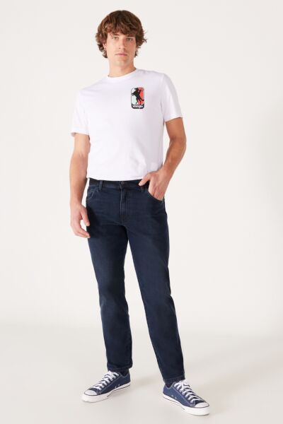 Wrangler W121LR278 Texas Slim Mavi Erkek Silim Geniş Paça Normal Bel Kot Pantalon