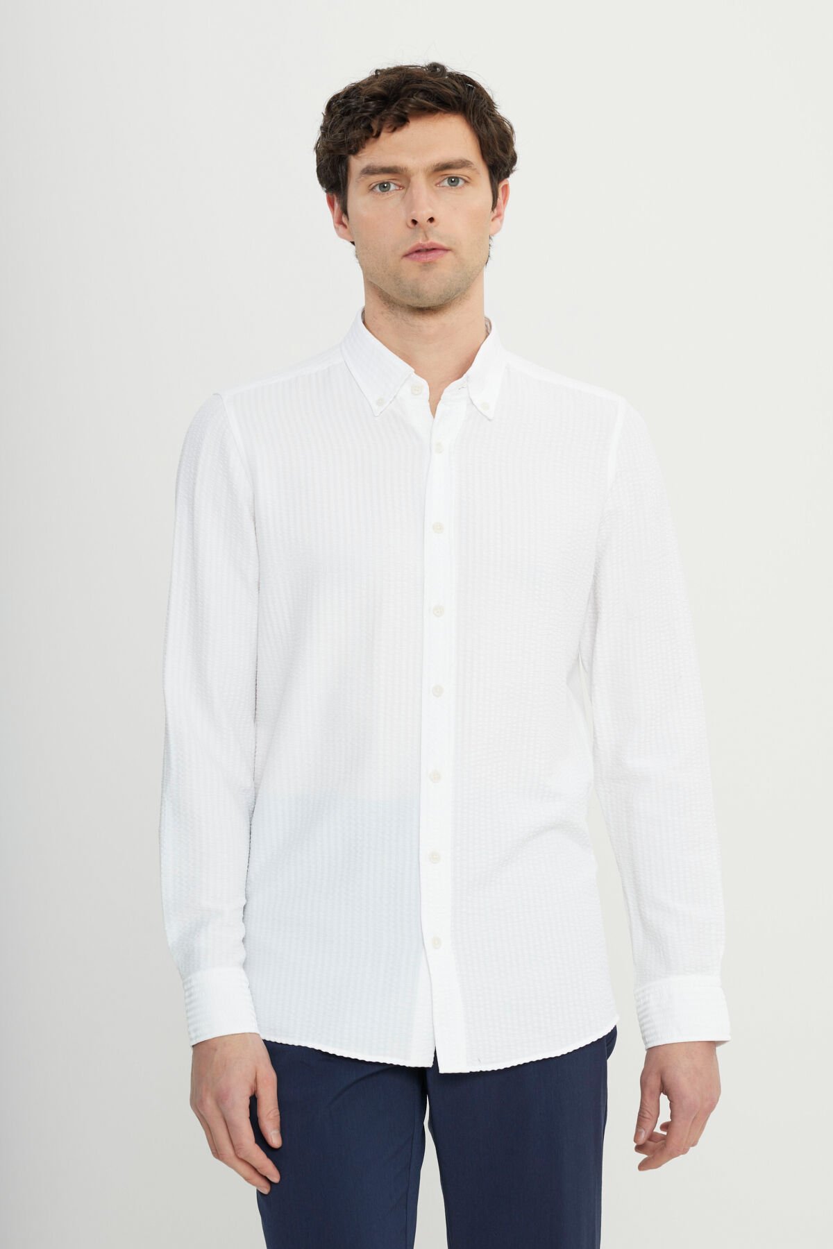 Altınyıldız ACE020252171 Beyaz Erkek Taılored Slim Fit Uzun Kol Gömlek