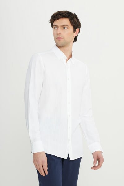 Altınyıldız ACE020252171 Beyaz Erkek Taılored Slim Fit Uzun Kol Gömlek