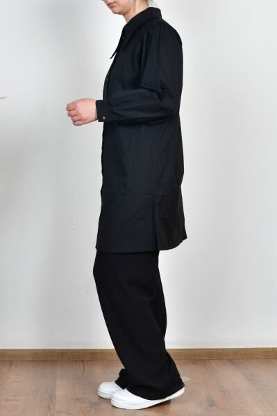 Allday BDX51348AL0 Siyah Kadın Sivri Yakalı Poplin Gömlek