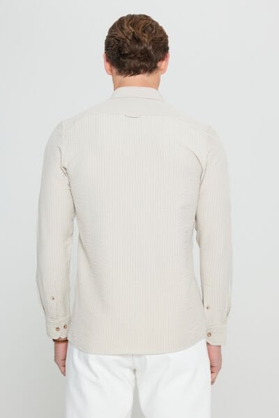 Altınyıldız ACE020252171 Bej  Erkek Taılored Slim Fit Uzun Kol Gömlek