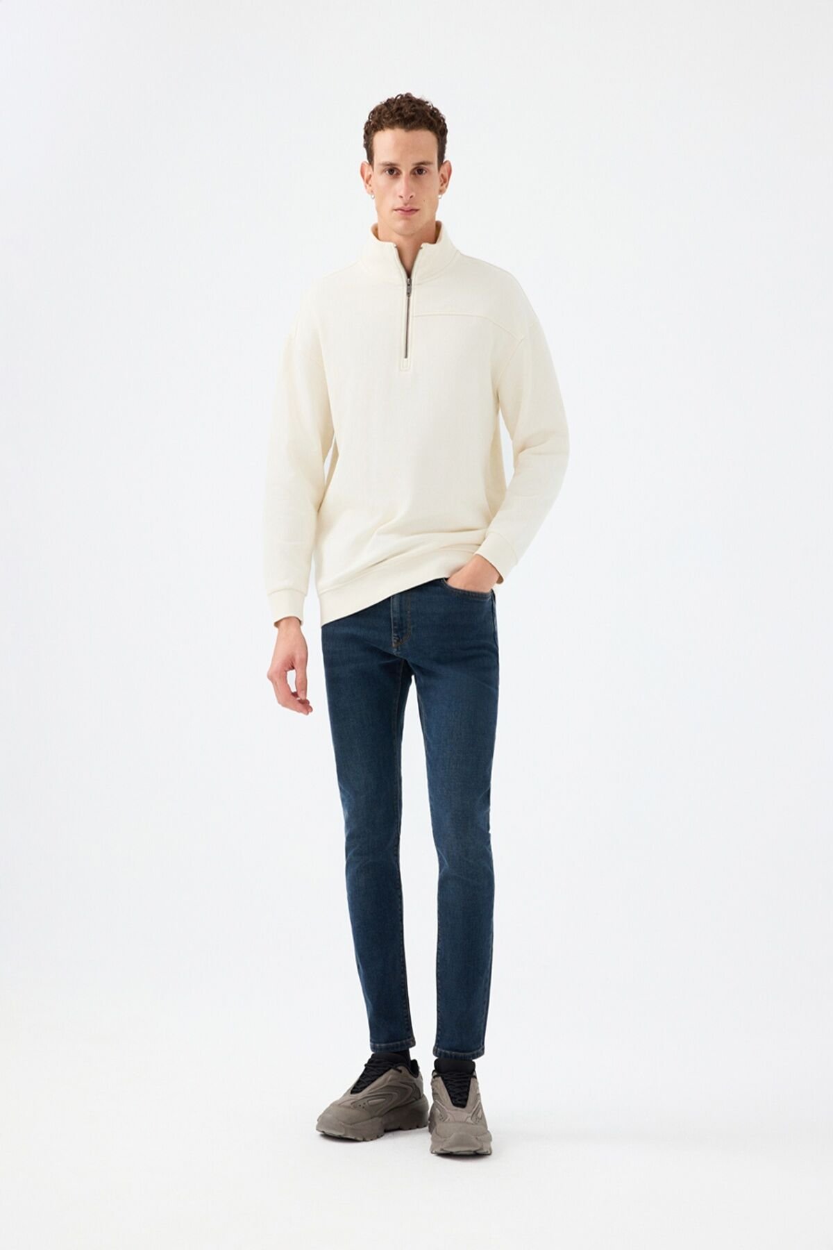 Loft LF2040553 Mavi Erkek Justin Skinny Fit Nefes Alan Esnek Kumaş Kot Pantolon