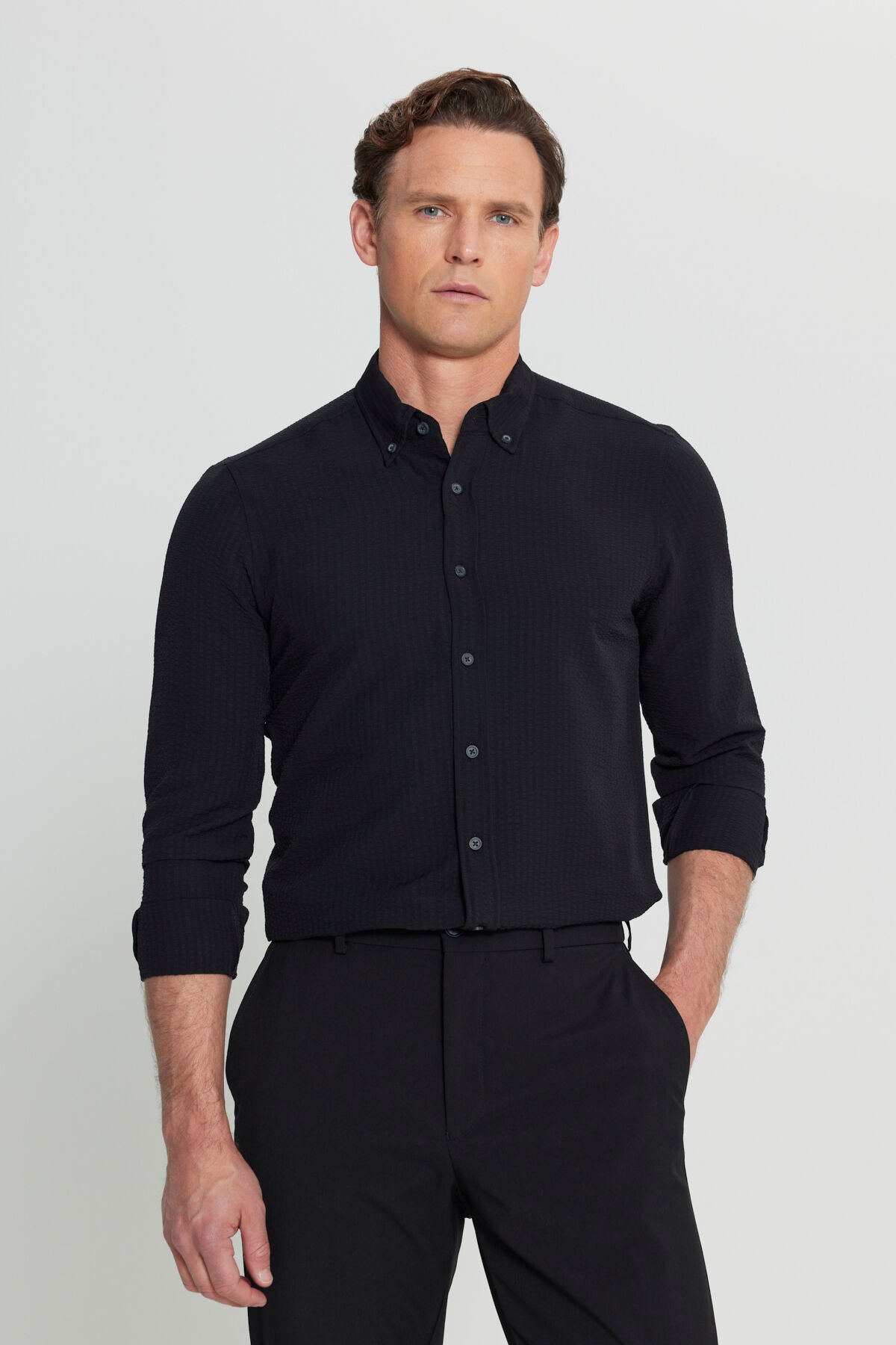 Altınyıldız ACE020252171 Siyah  Erkek Taılored Slim Fit Uzun Kol Gömlek