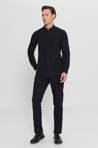 Altınyıldız ACE020252171 Siyah  Erkek Taılored Slim Fit Uzun Kol Gömlek