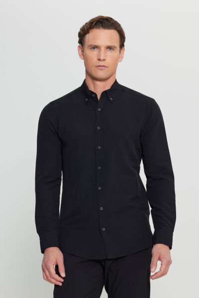 Altınyıldız ACE020252171 Siyah  Erkek Taılored Slim Fit Uzun Kol Gömlek