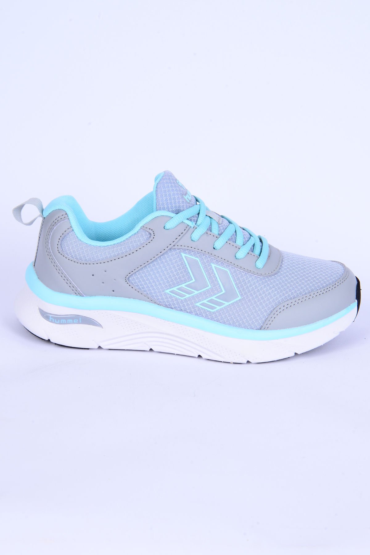 Hummel 900462-1100 Avila Fileli Şevron Detay Faylon Taban Esnek Hafif Yüksek Taban Gri-Turkuaz Günlük Unisex Spor Ayakkabı