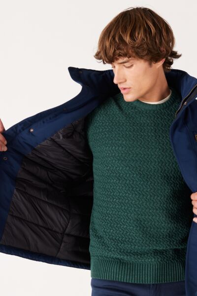 Wrangler W40BWW114 Lacivert  Erkek Yarı Balıkcı Boydan Fermuarlı ve Düğmeli Mont