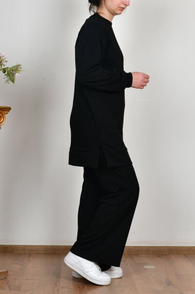 Allday B30111A0 Siyah Kadın  Fitilli Dökümlü Pantolonlu Takım