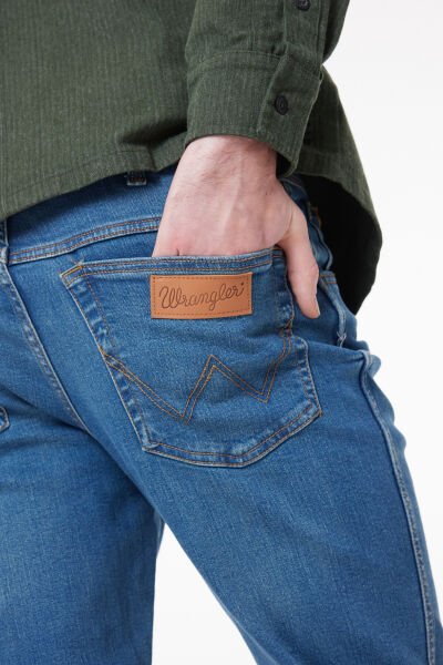 Wrangler W12S053XT Orta Mavi Erkek Texas Slim Kot Pantolon