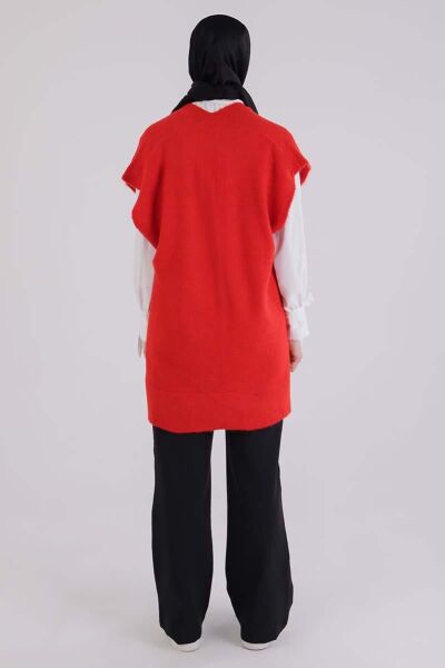 Allday 25TW90036AL0 Nar Çiçeği Kadın Önü Bronş Detaylı Triko Yelek