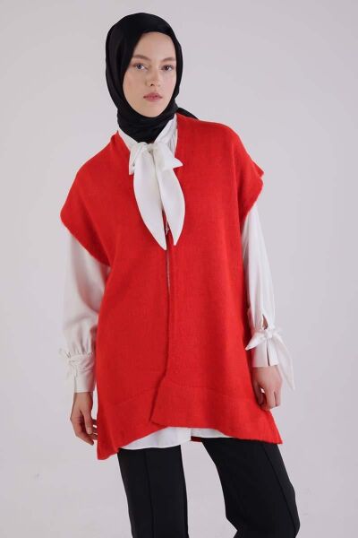 Allday 25TW90036AL0 Nar Çiçeği Kadın Önü Bronş Detaylı Triko Yelek