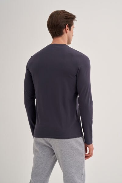 Cazador 24YCEEO05606 Antrasit Erkek Slim Fit Basic Bisiklet Yaka Dar Kesim Likralı Sweat