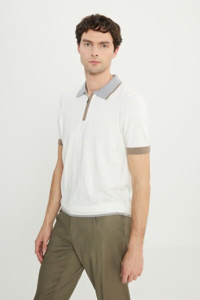 Altınyıldız ACE072252030 Vizon Erkek Polo Yaka Triko Standart Fit T-shirt