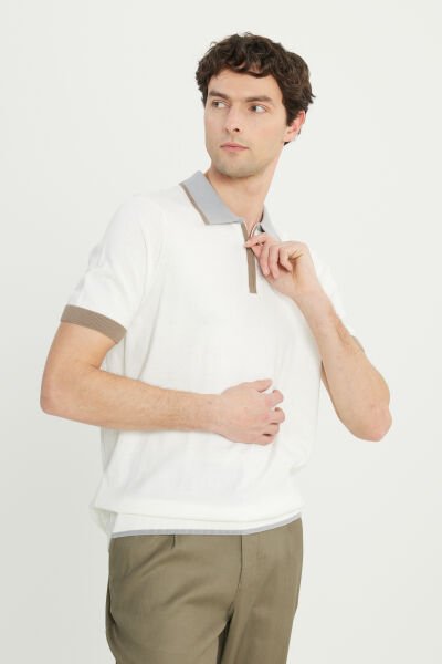 Altınyıldız ACE072252030 Vizon Erkek Polo Yaka Triko Standart Fit T-shirt
