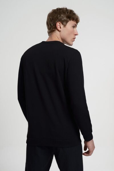 Loft 2034912 Siyah Kuru Kafa Baskılı Bisiklet Yaka Erkek Sweat