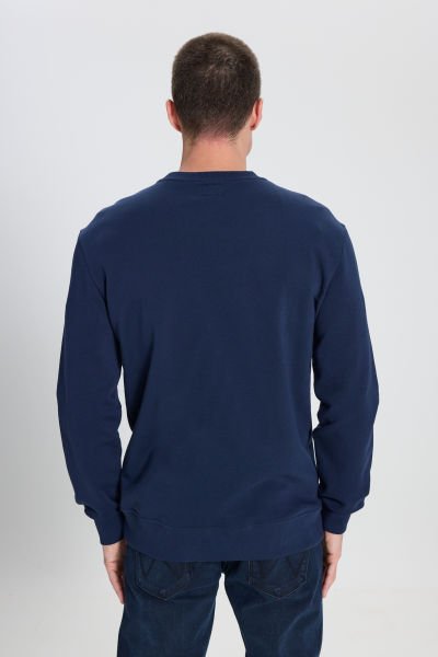 Wrangler W212025410 Lacivert Erkek Yazı Detaylı İki İplik Bisiklet Yaka Sweat