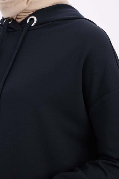 Allday 21OB60008AL0 Lacivert Kadın Bağcıklı Kapüşonlu Tunik