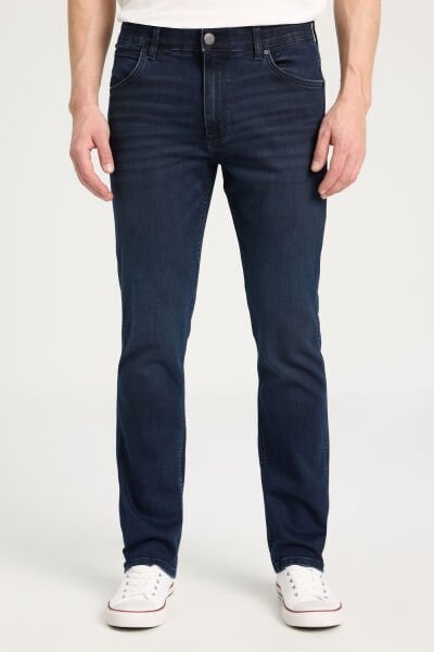 Wrangler W15QMN398 Lacivert Erkek Grensboro Regular Fit Normal Kesim Düşük Bel Düz Paça Kot Pantolon