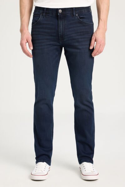 Wrangler W15QMN398 Lacivert Erkek Grensboro Regular Fit Normal Kesim Düşük Bel Düz Paça Kot Pantolon