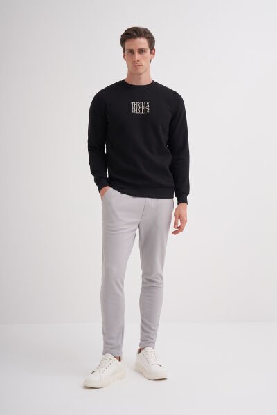 Cazador 24KCEEO05223 Siyah Erkek 3 İplik Logolu Bisiklet Yaka Sweat Tshirt