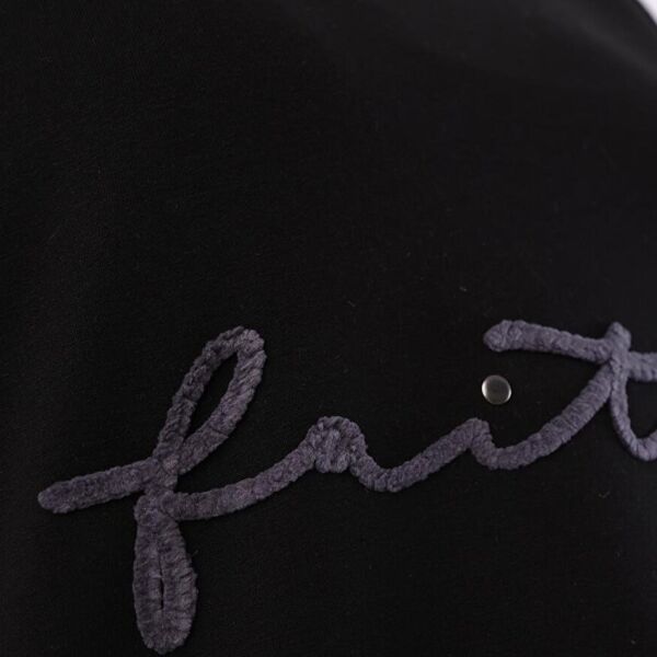 Allday 24OB52252AL0 Siyah Kadın Bisiklet Yaka Yazı İşleme Detaylı Tunik