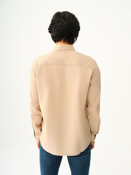 Loft 2030872 Bej Erkek Regular Fit Normal Yaka %100 Pamuk Keten Gömlek