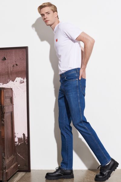 Wrangler W12T008408 Mavi Erkek Texas Regular Tapered Jean Kot Pantolon