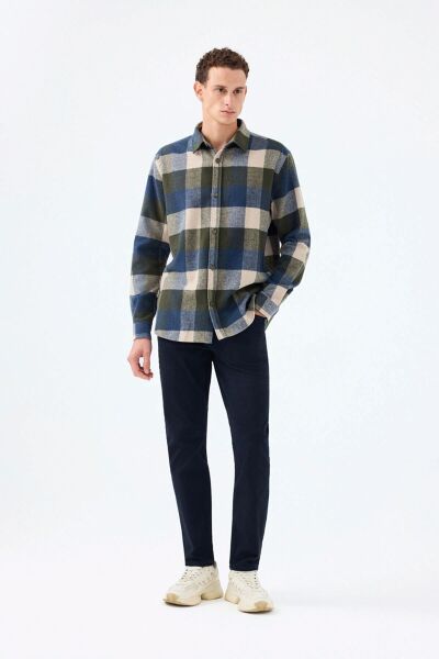 Loft LF2041438 Haki Erkek Relax Fit Uzun Kol Oduncu Gömlek