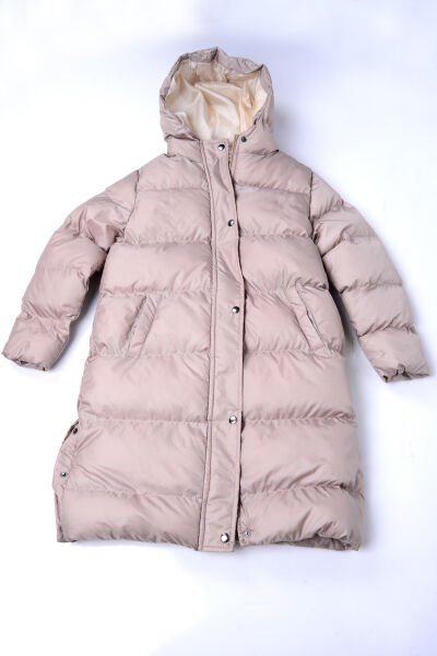 Hanece Kids 723276 9-13 Yaş Krem Çıtçıtlı Kız Çocuk Şişme Mont