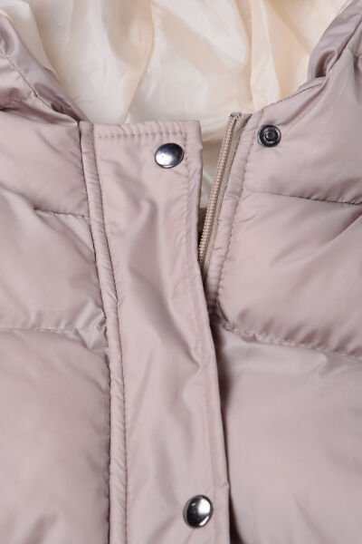 Hanece Kids 723276 9-13 Yaş Krem Çıtçıtlı Kız Çocuk Şişme Mont