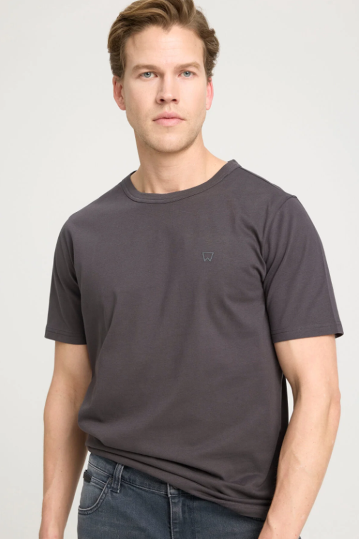 Wrangler W241575003 Antrasit Erkek Regular Fit Normal Kesim Bisiklet Yaka %100 Pamuk Tşört