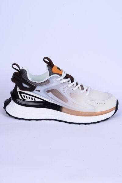 Pierre Cardin 10106 Fileli Yüksek Taban Esnek Rahat Taban Beyaz-Kahverengi Günlük Kadın Spor Ayakkabı